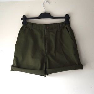 Vintage Olive High-Waisted Shorts